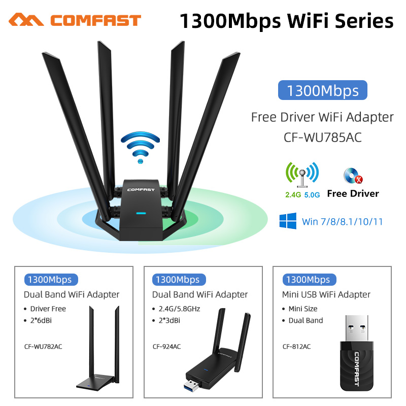 Comfast 1300Mbps USB WiFi  Ʈũ ī ű..